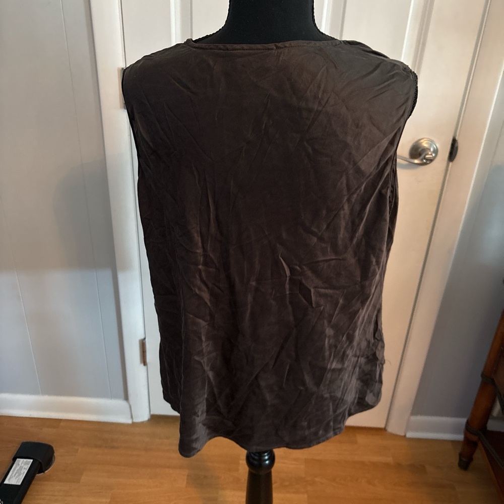 Talbots Dark Brown Sleeveless Blouse - Picture 2 of 4